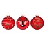 Set van 3 - Glazen kerstballen rood Merry Christmas 8 cm