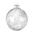 Set van 3 - Glazen transparante kerstballen verschillend gedecoreerd en met witte veertjes 8 cm