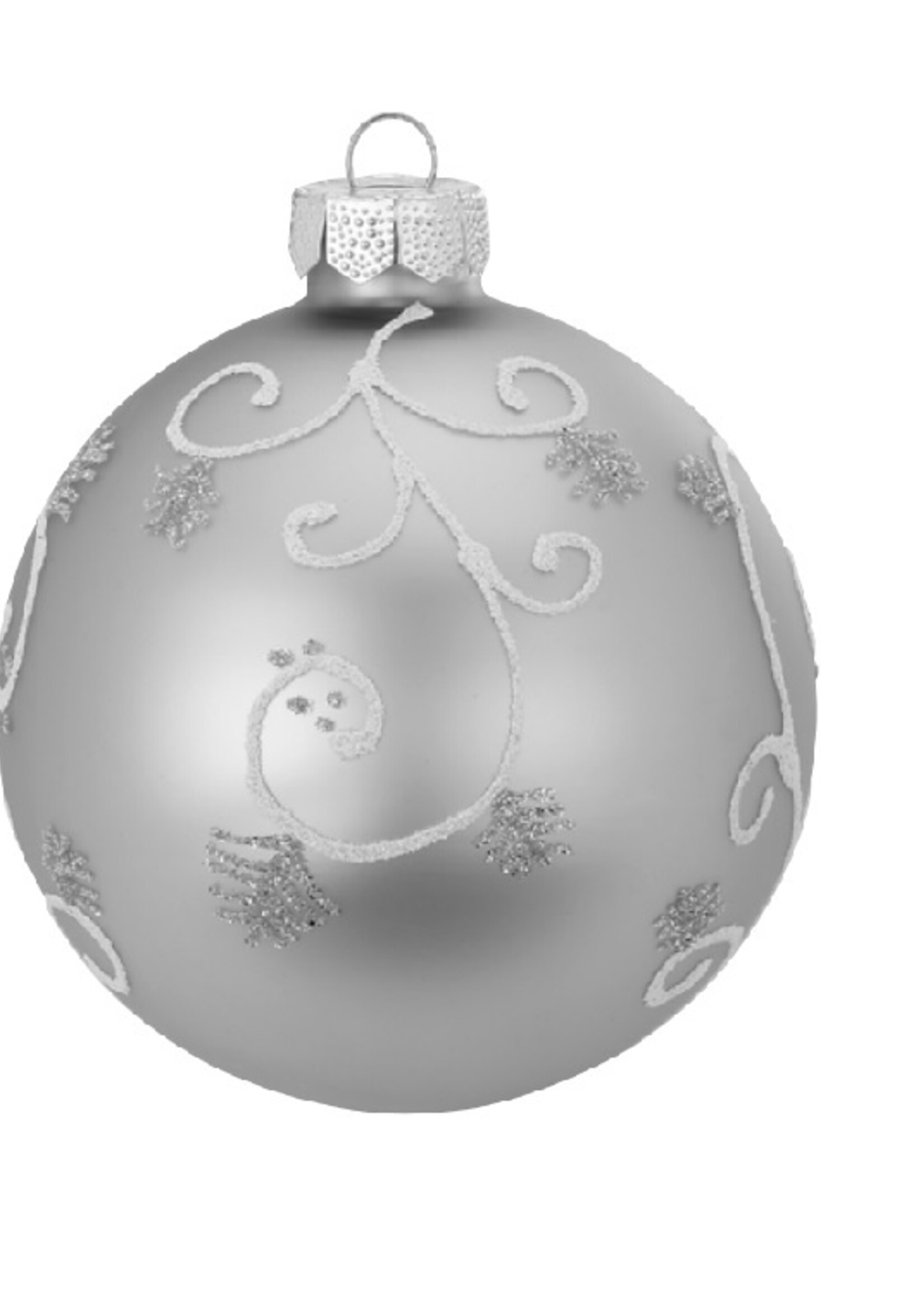 Set van 3 - Glazen hippe kerstballen zilver, verschillend gedecoreerd 8 cm