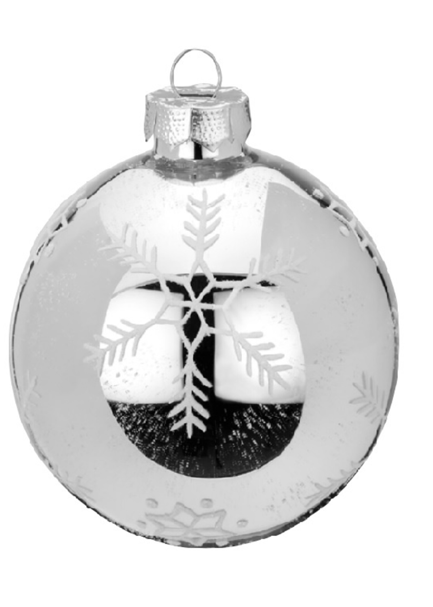 Set van 3 - Glazen hippe kerstballen zilver, verschillend gedecoreerd 8 cm