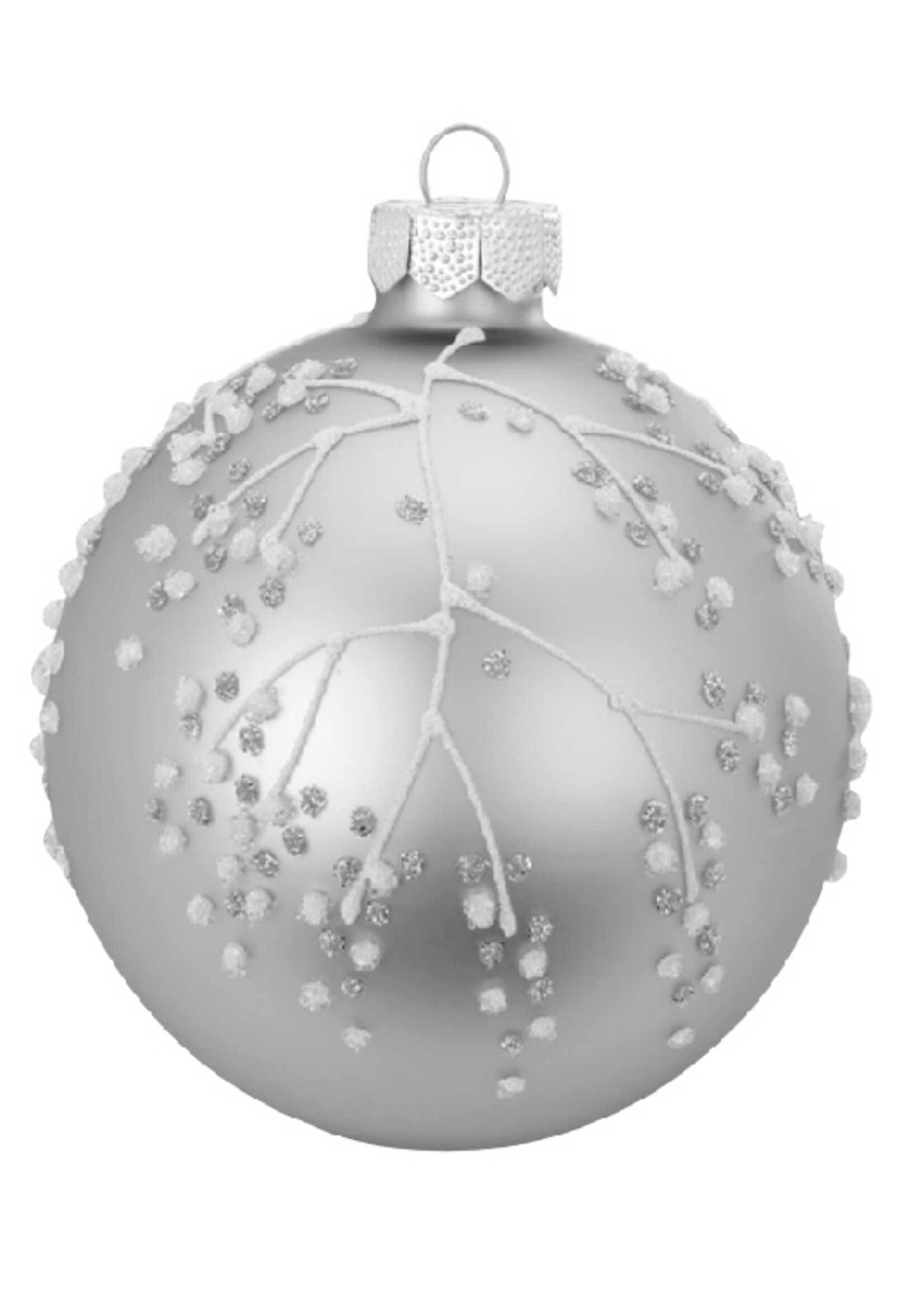 Set van 3 - Glazen hippe kerstballen zilver, verschillend gedecoreerd 8 cm