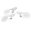 Set van 8 verschillende glazen witte en zilveren vogels op kerstboomknijper 8 cm