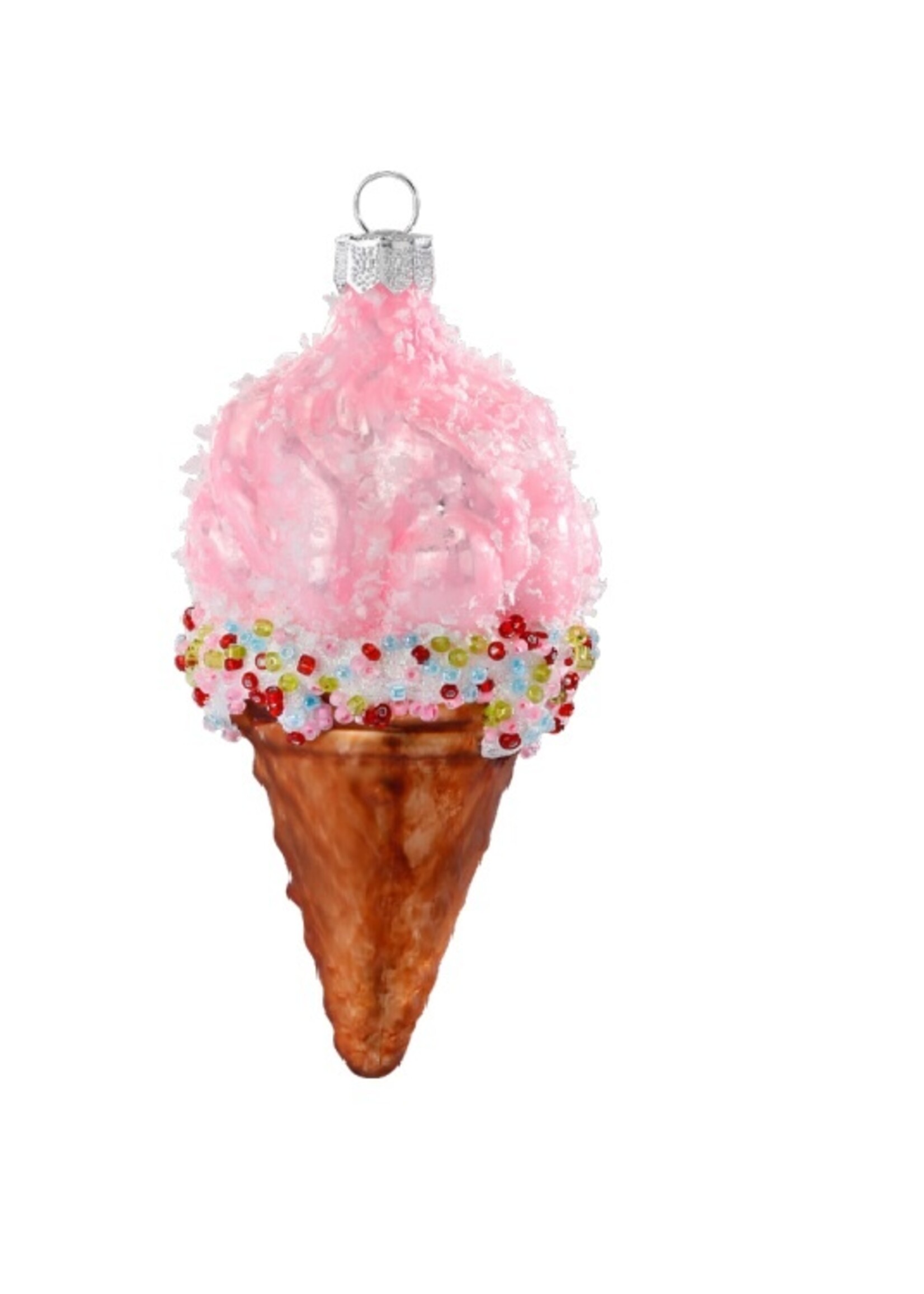 Roze ijsje kerstboom decoratie van glas 11,5 cm