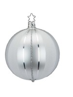 Inge Glas Manufaktur Kerstbal Zilver met Glitter Strepen