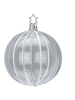 Inge Glas Manufaktur Kerstbal Transparant met Witte en Zilveren Lijnen