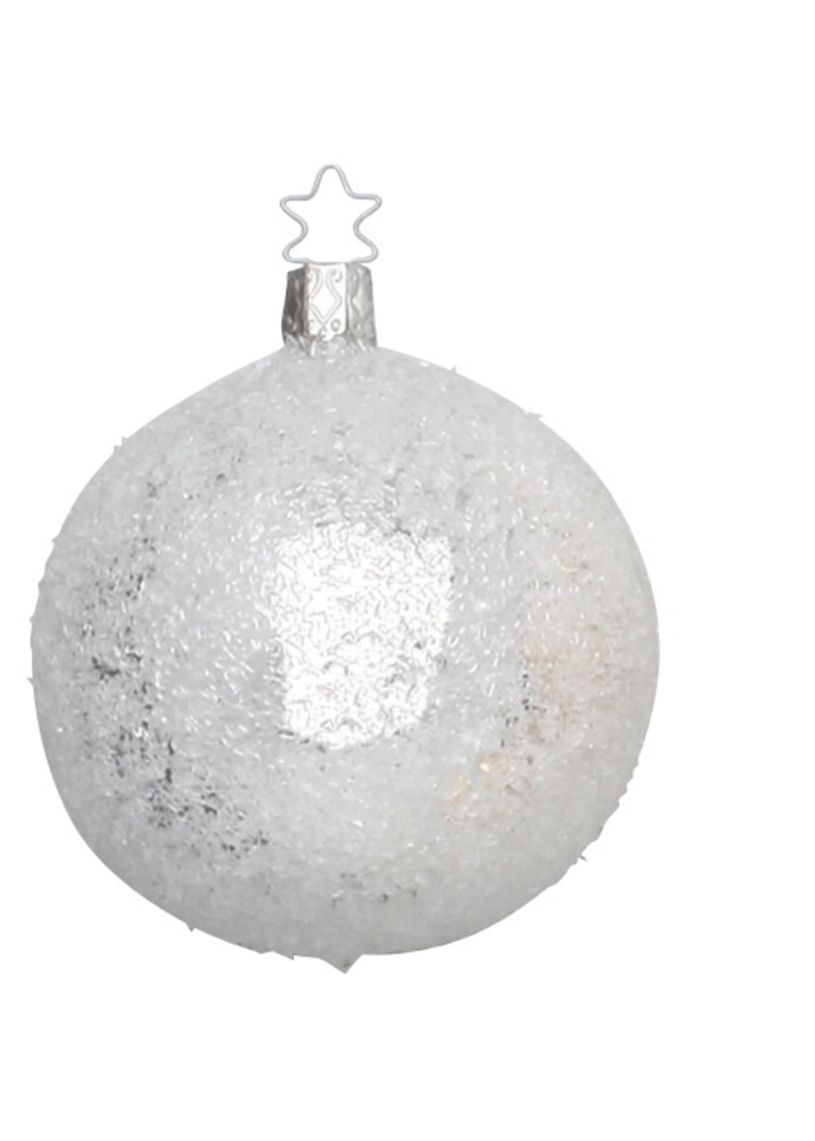 Inge Glas Manufaktur Handgemaakte zilveren glinsterend koele kerstbal 8 cm