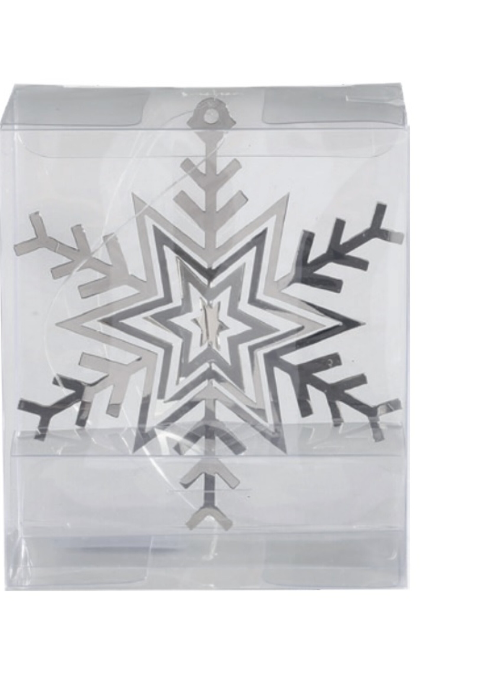 Metalen 3d sneeuwvlok kersthangers zilver set van 3 -  8 cm