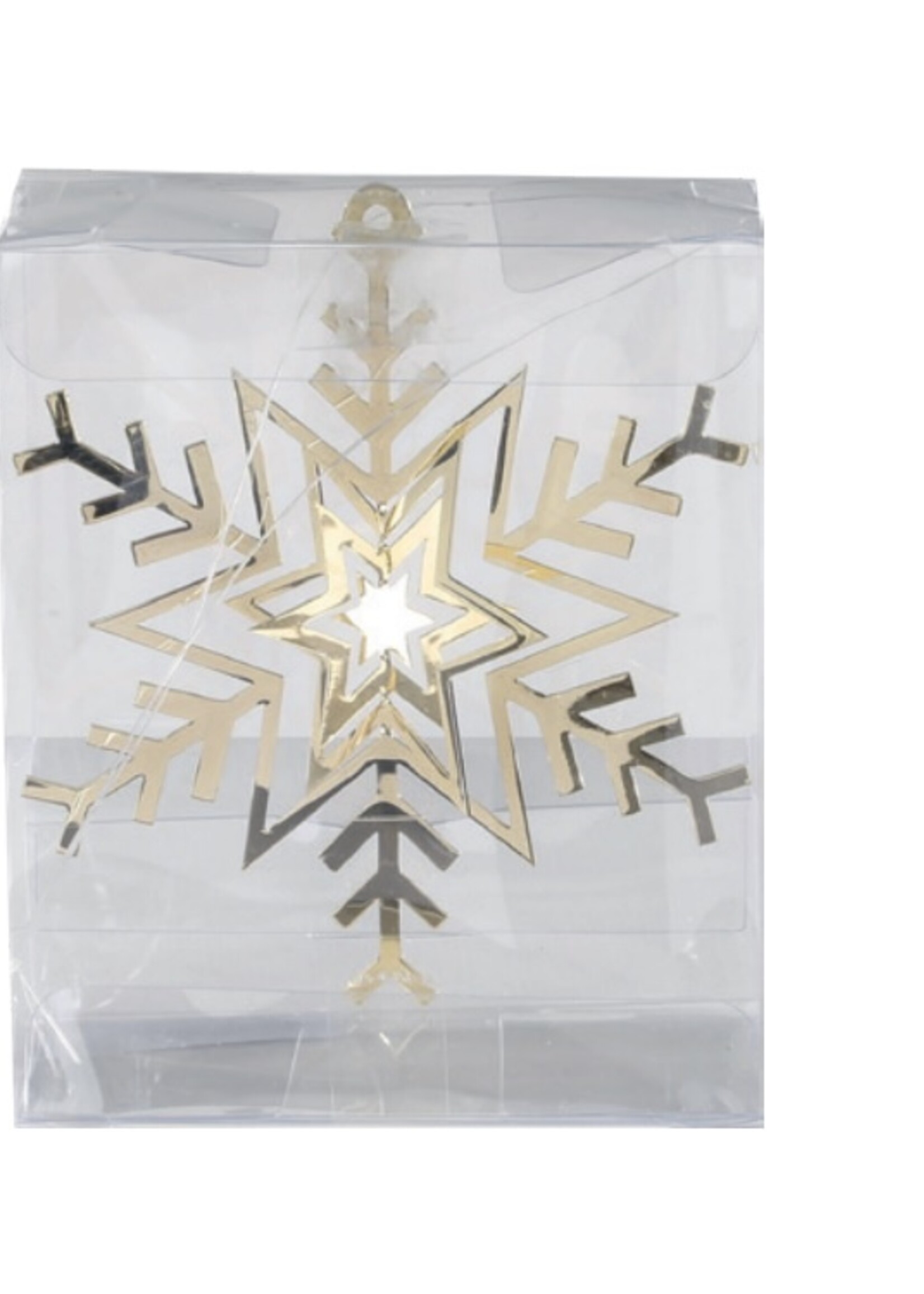 Metalen 3d sneeuwvlok kersthangers goud set van 3 -  8 cm