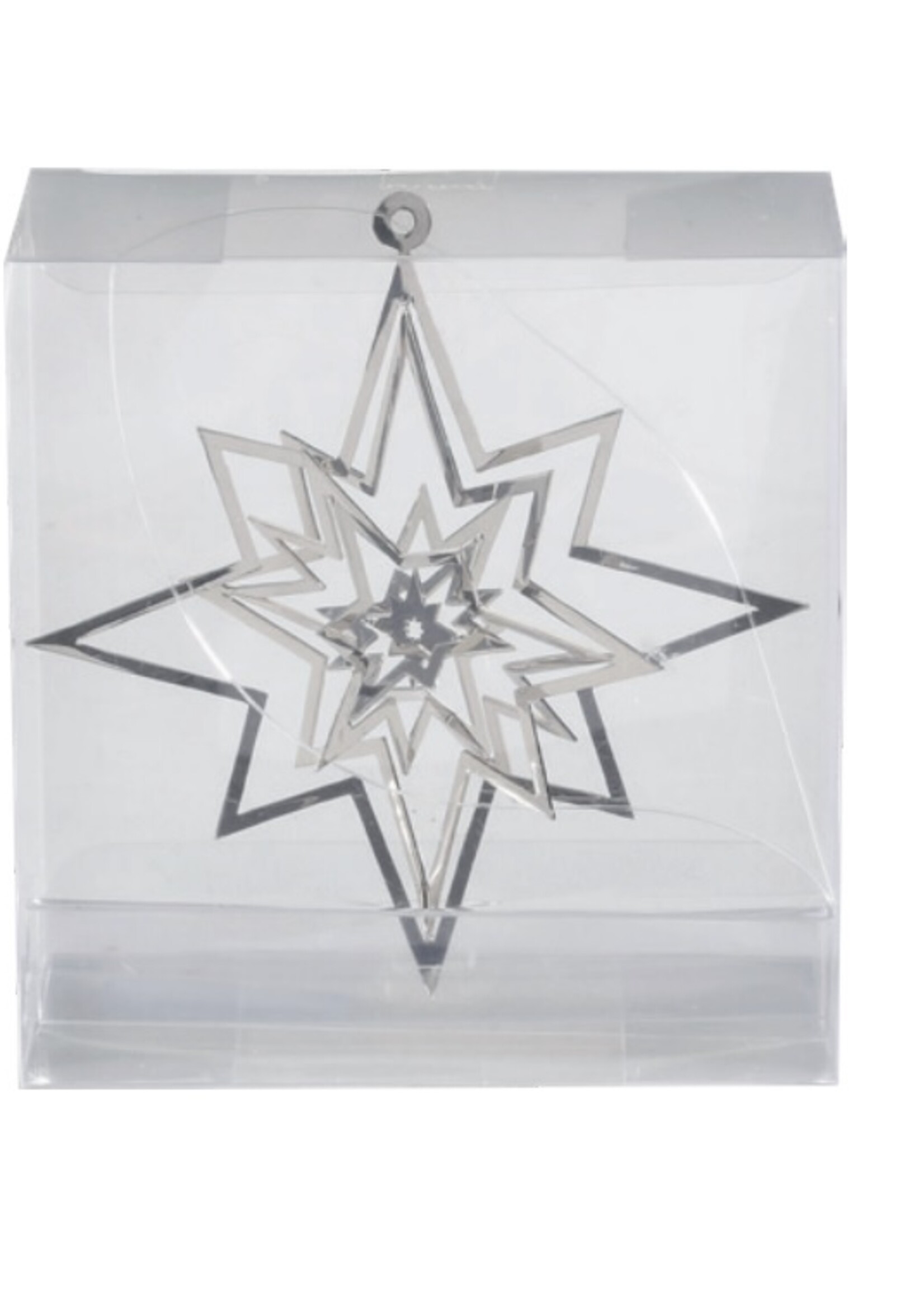 Metalen 3d kerstster kersthangers zilver set van 3 -  8 cm