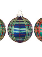 Rode, Groene en Blauwe Geruite Kerstballen - set van 3