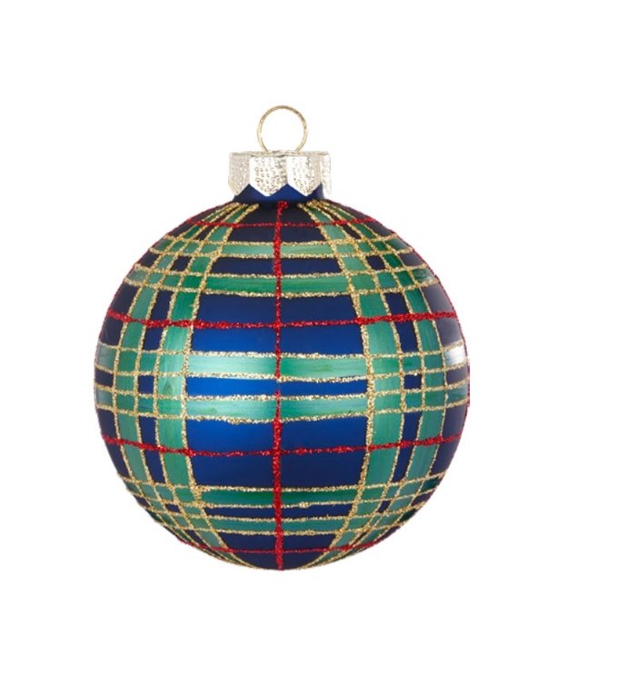 Set van 3 - Glazen ruitjes kerstballen rood, blauw en groen 8 cm