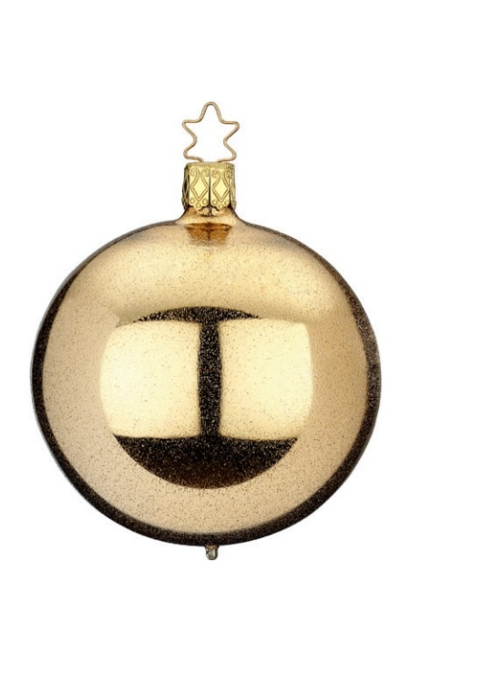 Inge Glas Manufaktur Gouden kerstbal met chique glitter effect 8 cm - handgemaakt in Duitsland