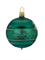 Inge Glas Manufaktur Kerstbal Bos Groen met Glitterlijnen