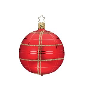 Kerstbal Chique Geruit Rood en Goud