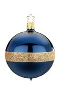 Inge Glas Manufaktur Kerstbal Twin Blauw en Goud