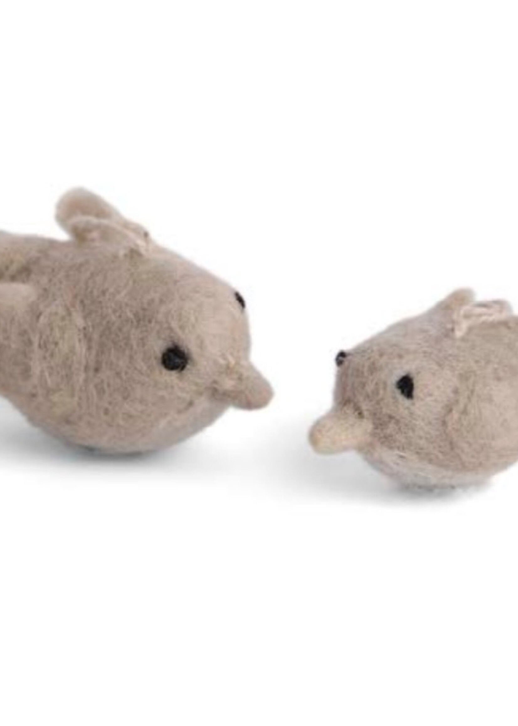 Én Gry & Sif Set van 2 handgemaakte beige vogel hangertjes 4 en 5,5 cm