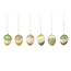 Kinta Clarity gestreepte pastelkleurige paaseieren van hout set van 6 hangers 4 cm