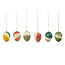 Kinta Process helderkleurige gestreepte paaseieren van hout set van 6 hangers 4 cm