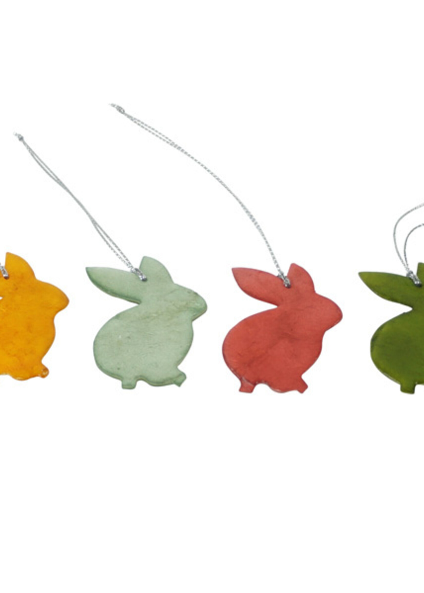 Kinta Process paashaasjes van capiz set van 6 hangers 6,5 cm