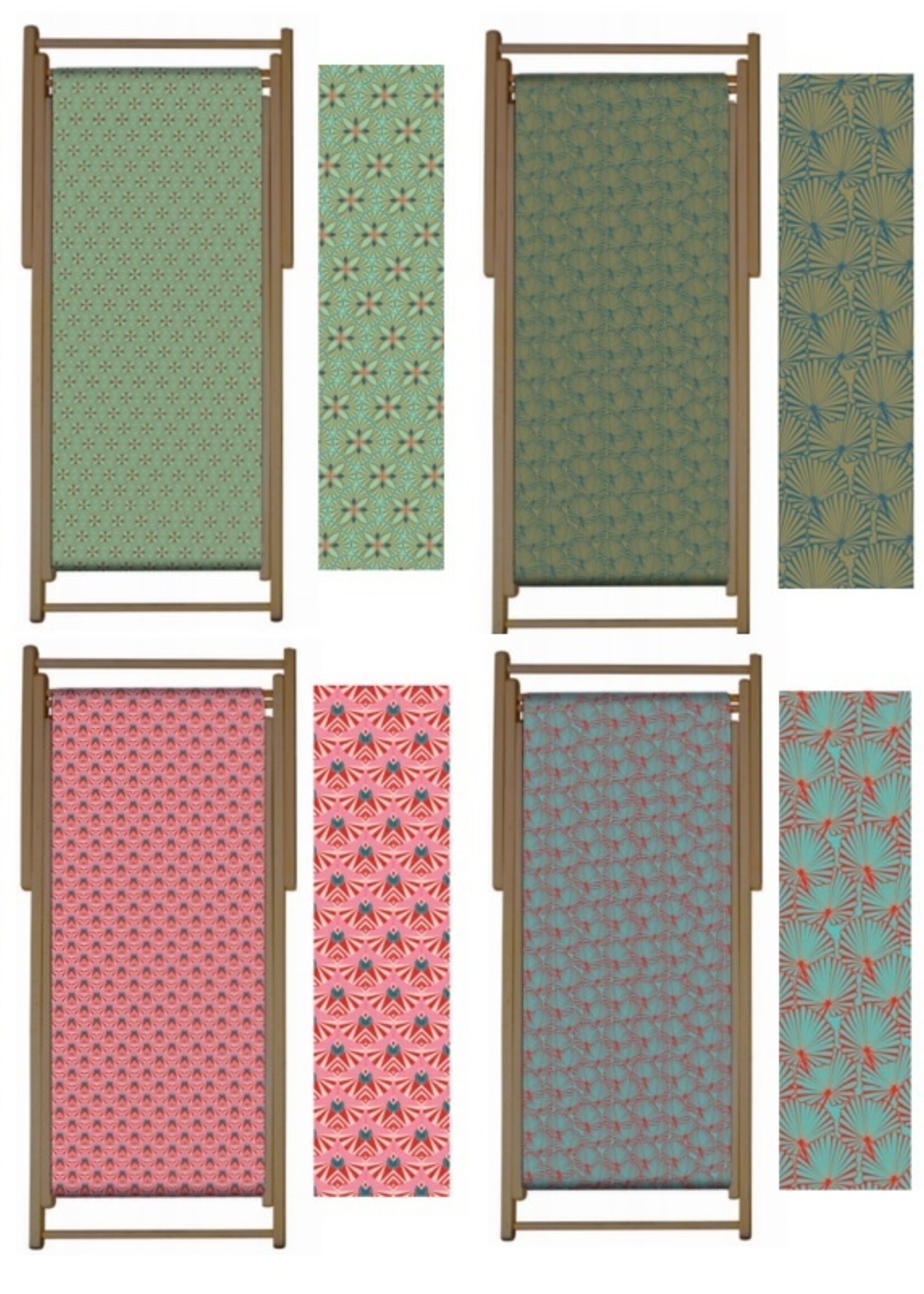 Vent de Bohème  tuinstoel - ligstoel - strandstoel van acaciahout met tropisch turquoise design