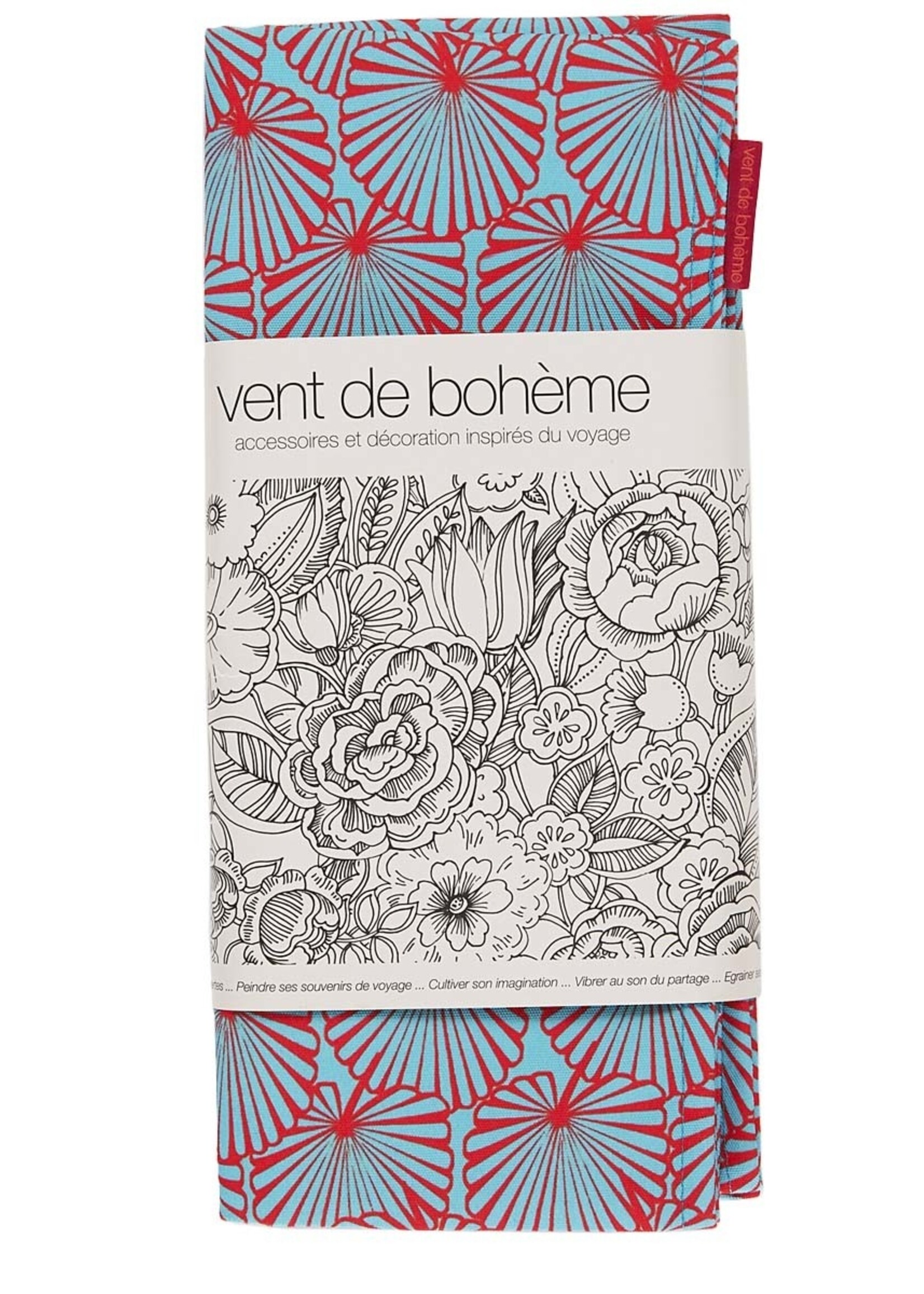 Vent de Bohème  tuinstoel - ligstoel - strandstoel van acaciahout met tropisch turquoise design