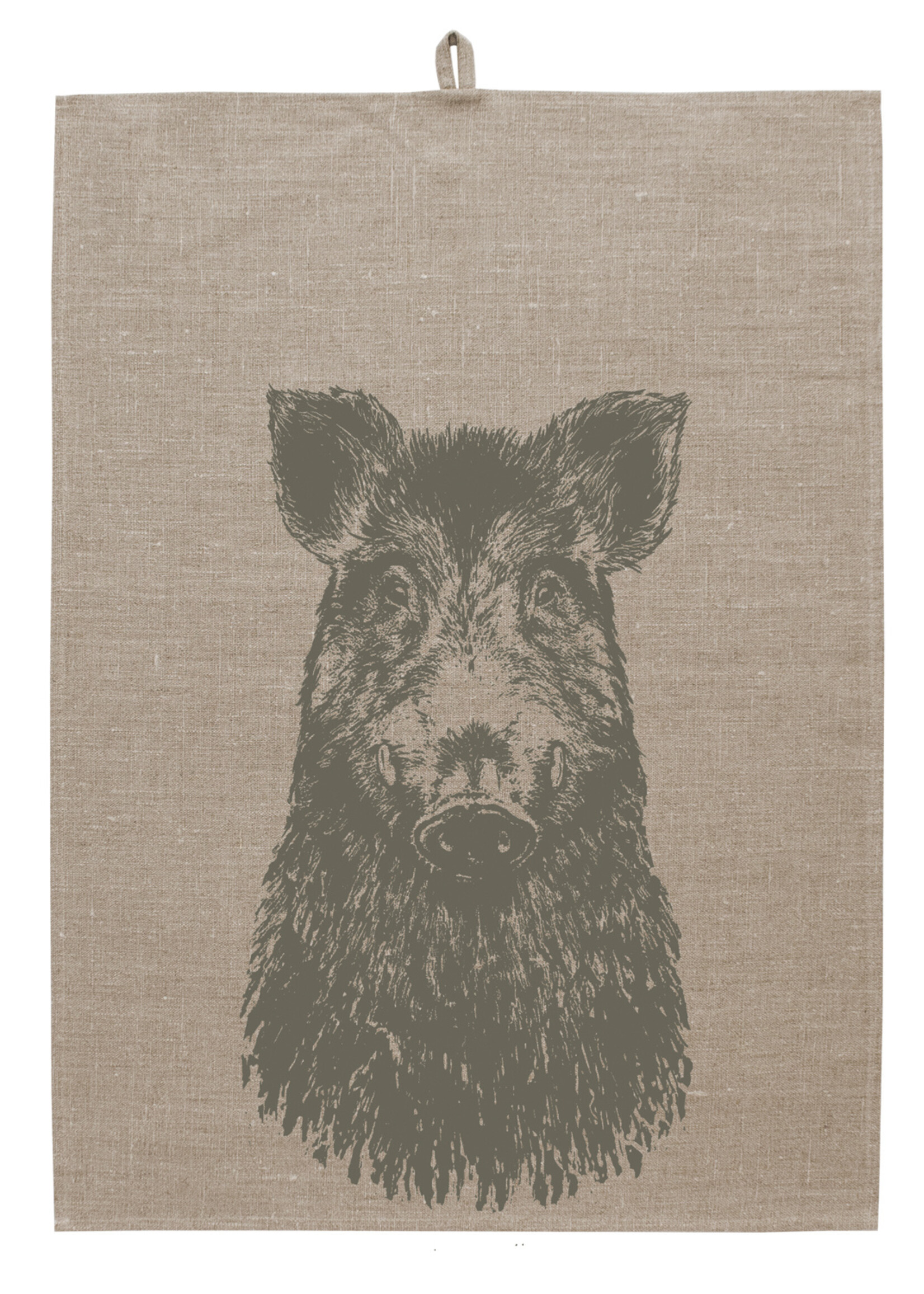 Frohstoff linnen theedoek met olijf grijs wildzwijn