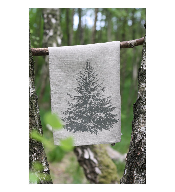 Frohstoff linnen theedoek met olijf grijze Spar