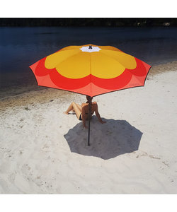 Strandparasol Pop-grass Rood en Mosterdgeel