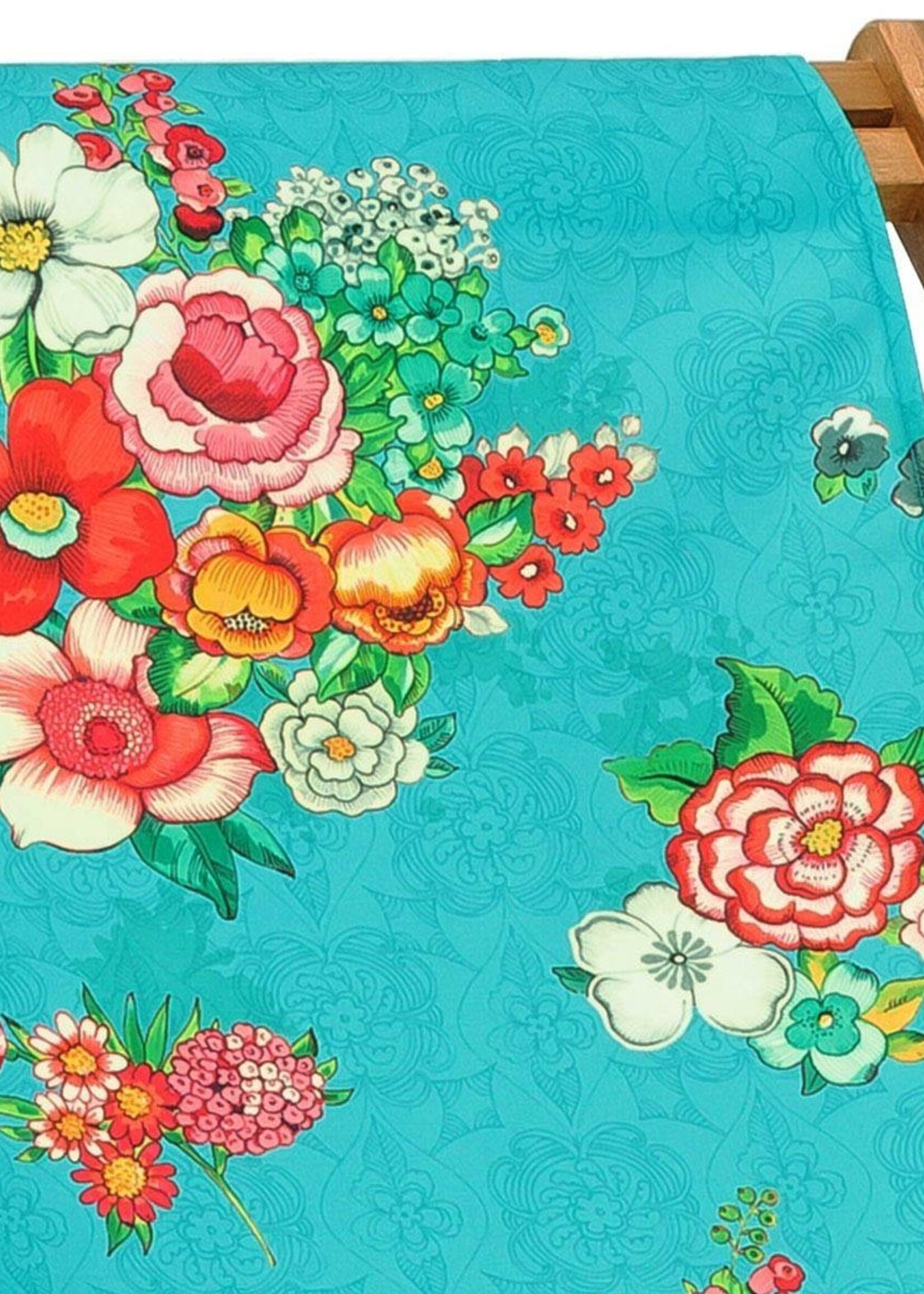 Vent de Bohème  tuinstoel - ligstoel - strandstoel van acaciahout met bohemien motief Hanami Turquoise