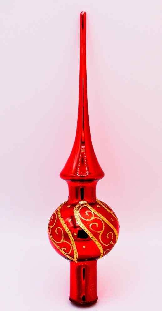 Ambitieus jazz Vervallen Rode Kerstboom Piek 27 cm met Luxe Gouden Glitter Decoratie