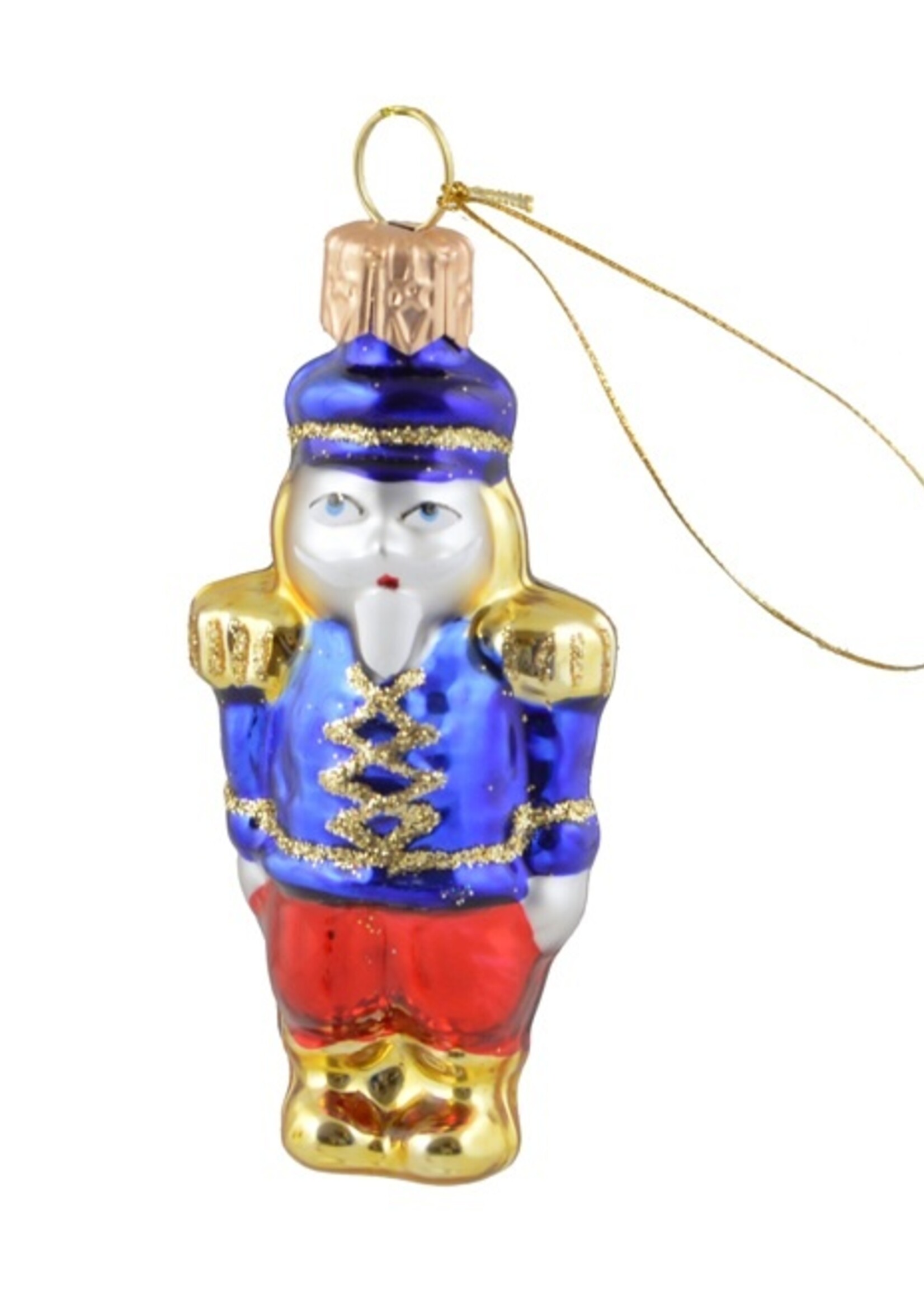 Mini notenkraker blauw - kerstboomdecoratie van glas - 7 cm