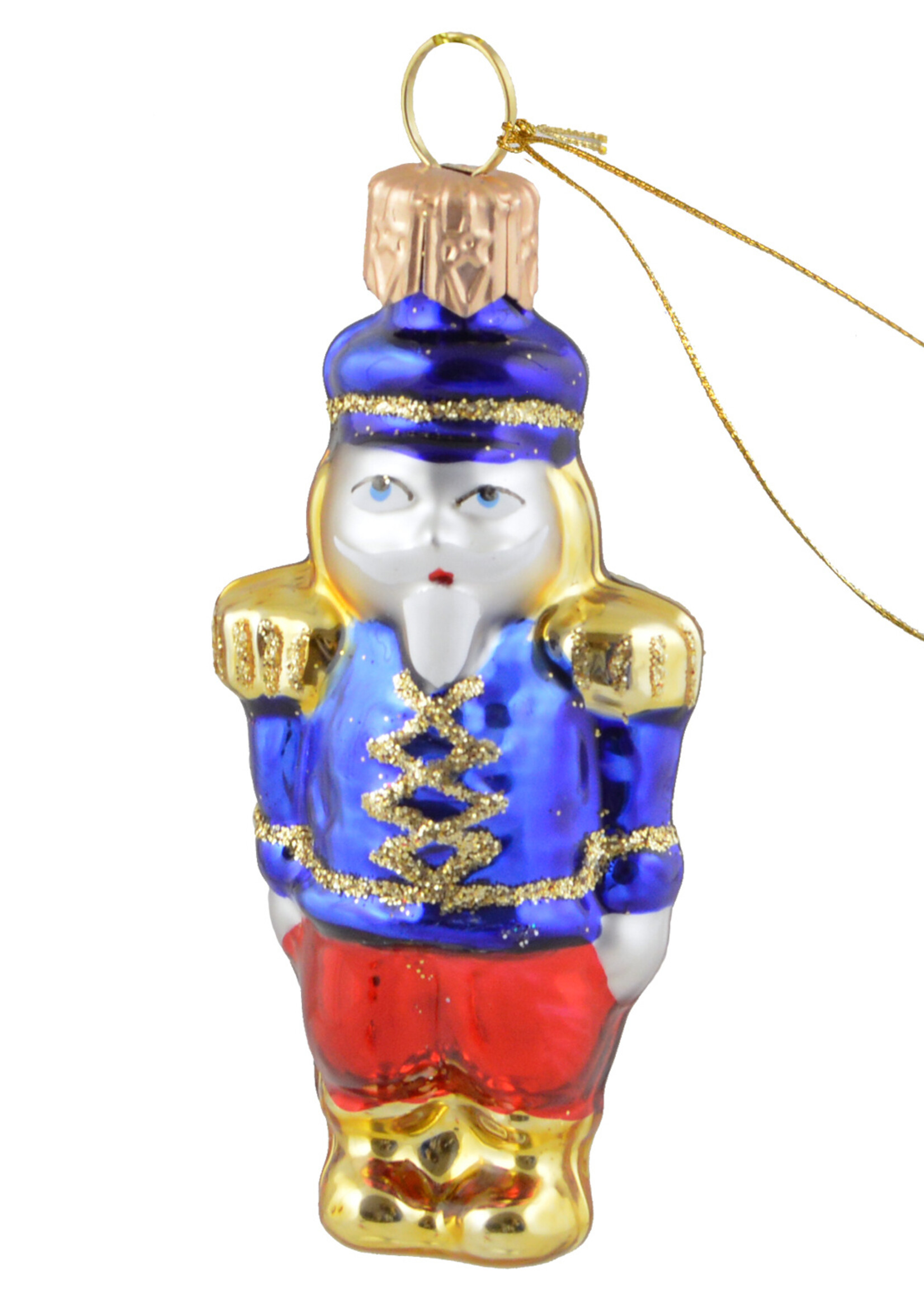 Mini notenkraker blauw - kerstboomdecoratie van glas - 7 cm