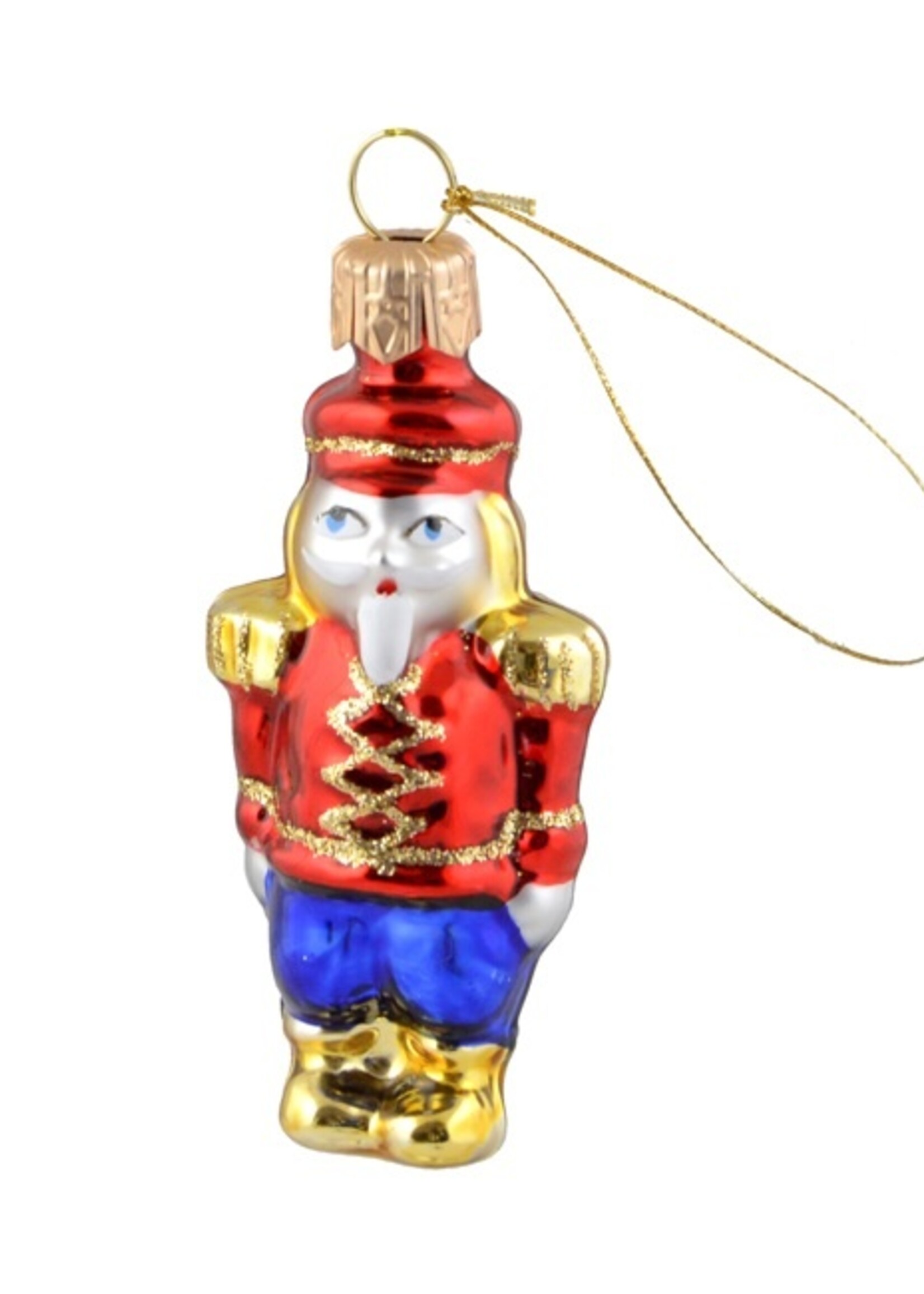 Mini notenkraker rood - kerstboomdecoratie van glas - 7 cm