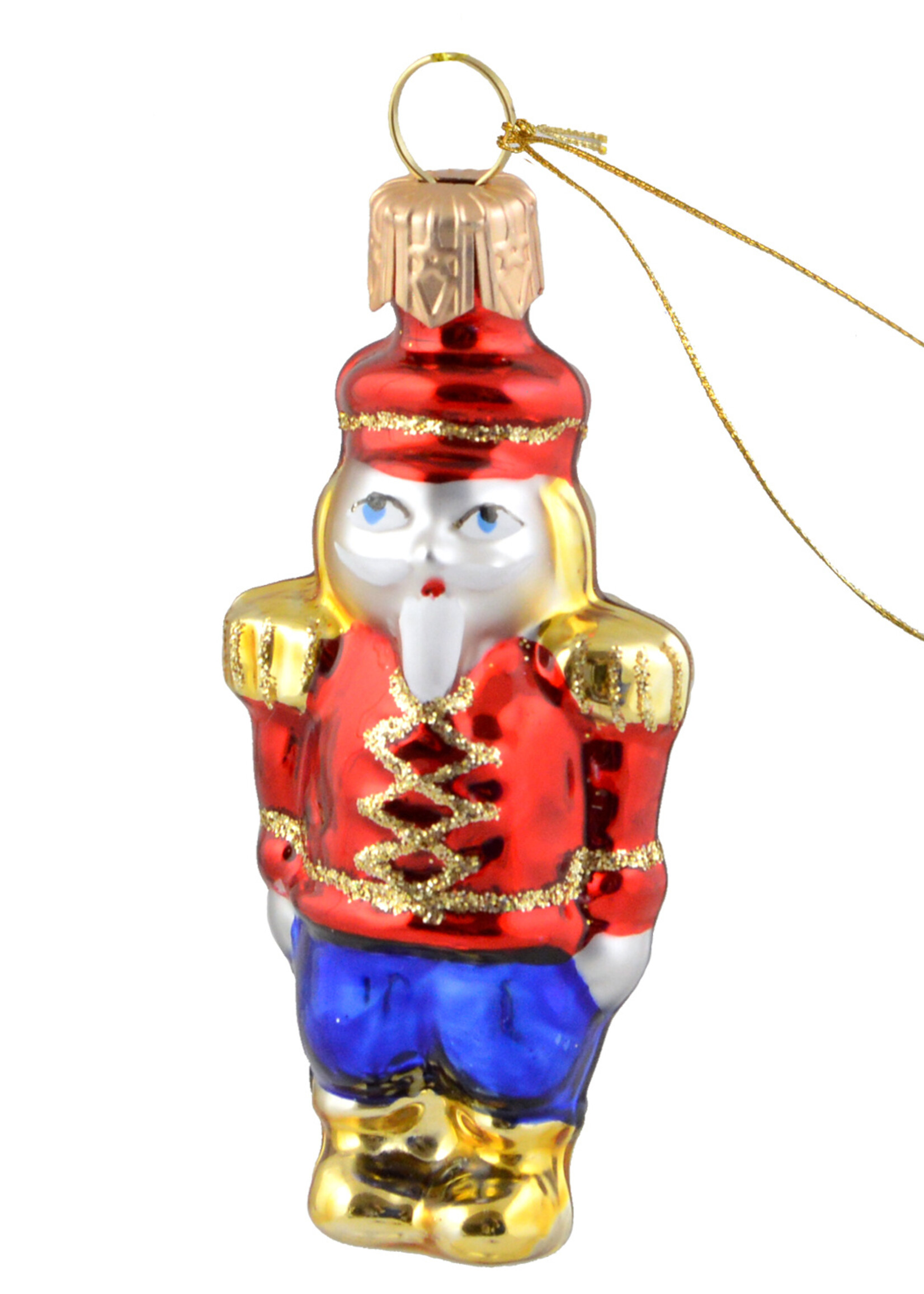 Mini notenkraker rood - kerstboomdecoratie van glas - 7 cm