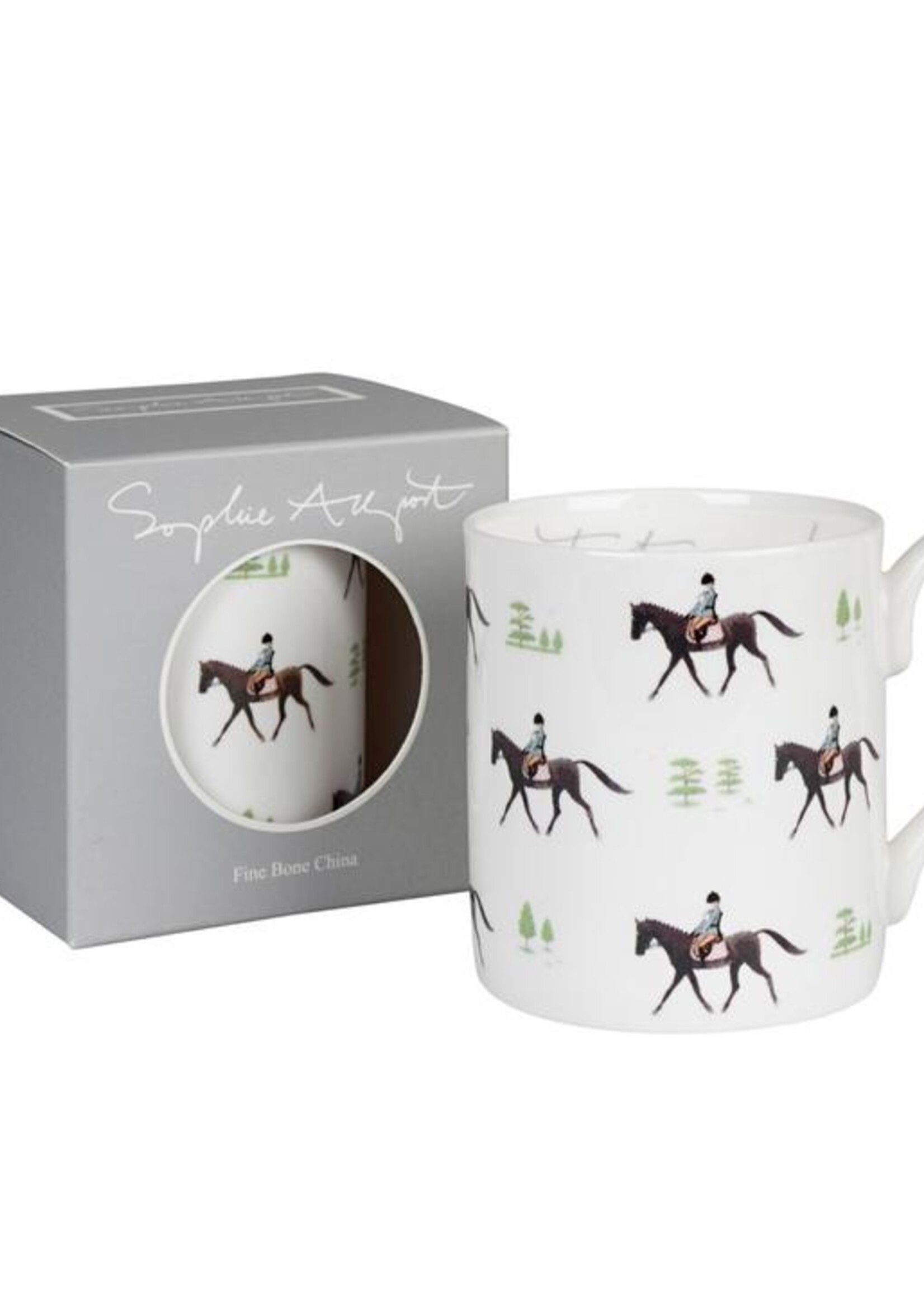 Sophie Allport porseleinen mok met paarden in draf  275 ml