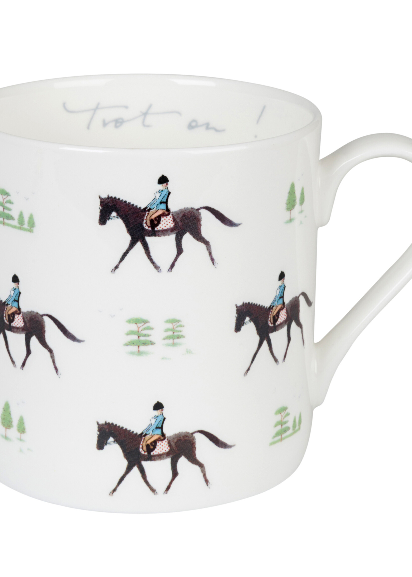 Sophie Allport porseleinen mok met paarden in draf  275 ml
