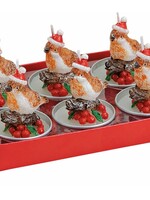 Vogeltjes met Kerstmuts Waxinelichtjes - set van 6 kaarsjes