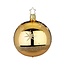 Inge Glas Manufaktur Gouden glanzende kerstbal met gouden glitter sterren 8 cm - handgemaakt in Duitsland