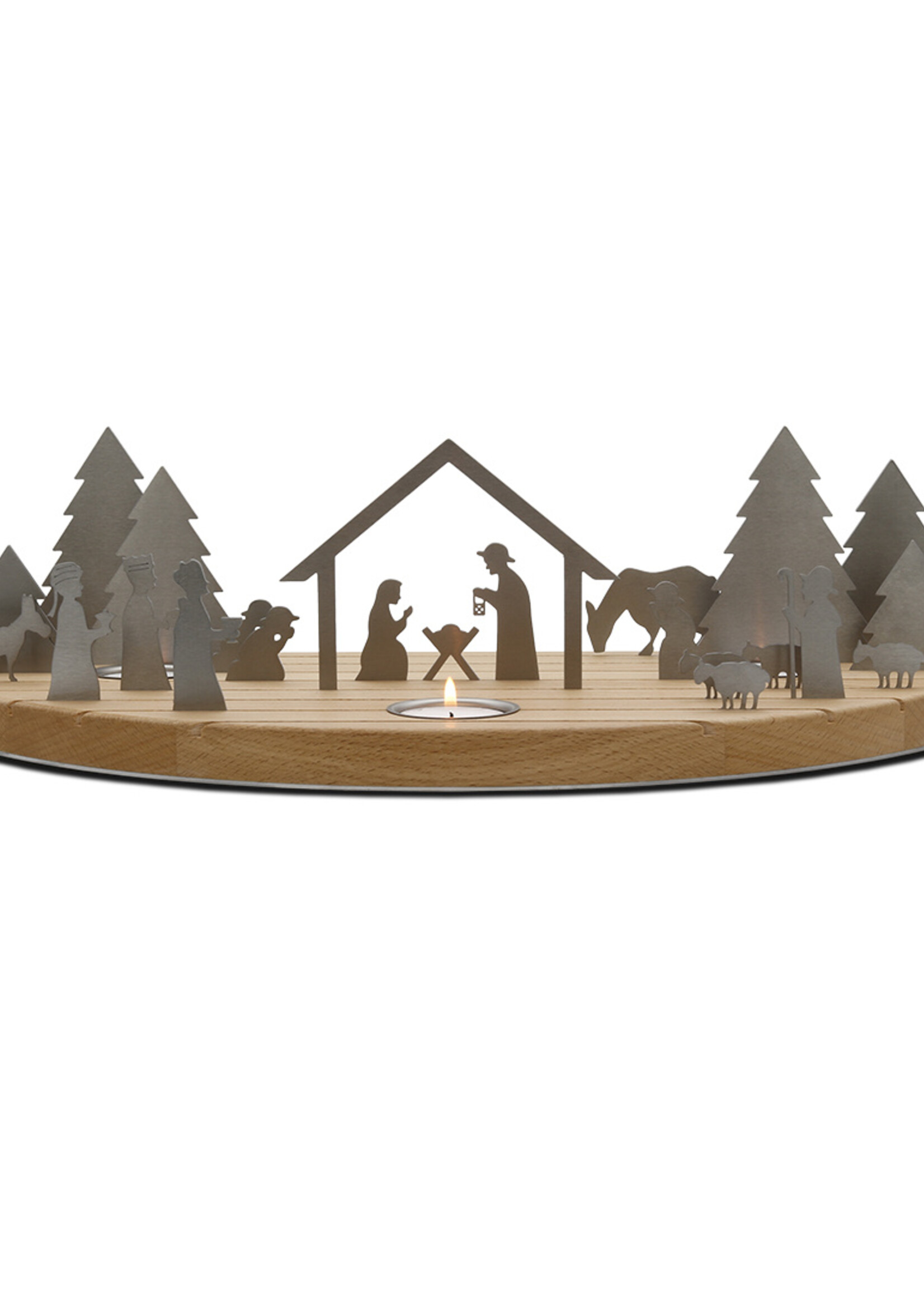 unoferrum Beukenhouten waxinelichthouder Silhouette L Kerststal