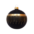 Kerstbal mat zwart met gouden lijnen en glitter stipjes decoratie 8 cm - set van 3