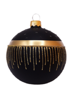 Zwarte Kerstballen met Gouden Glitterlijnen