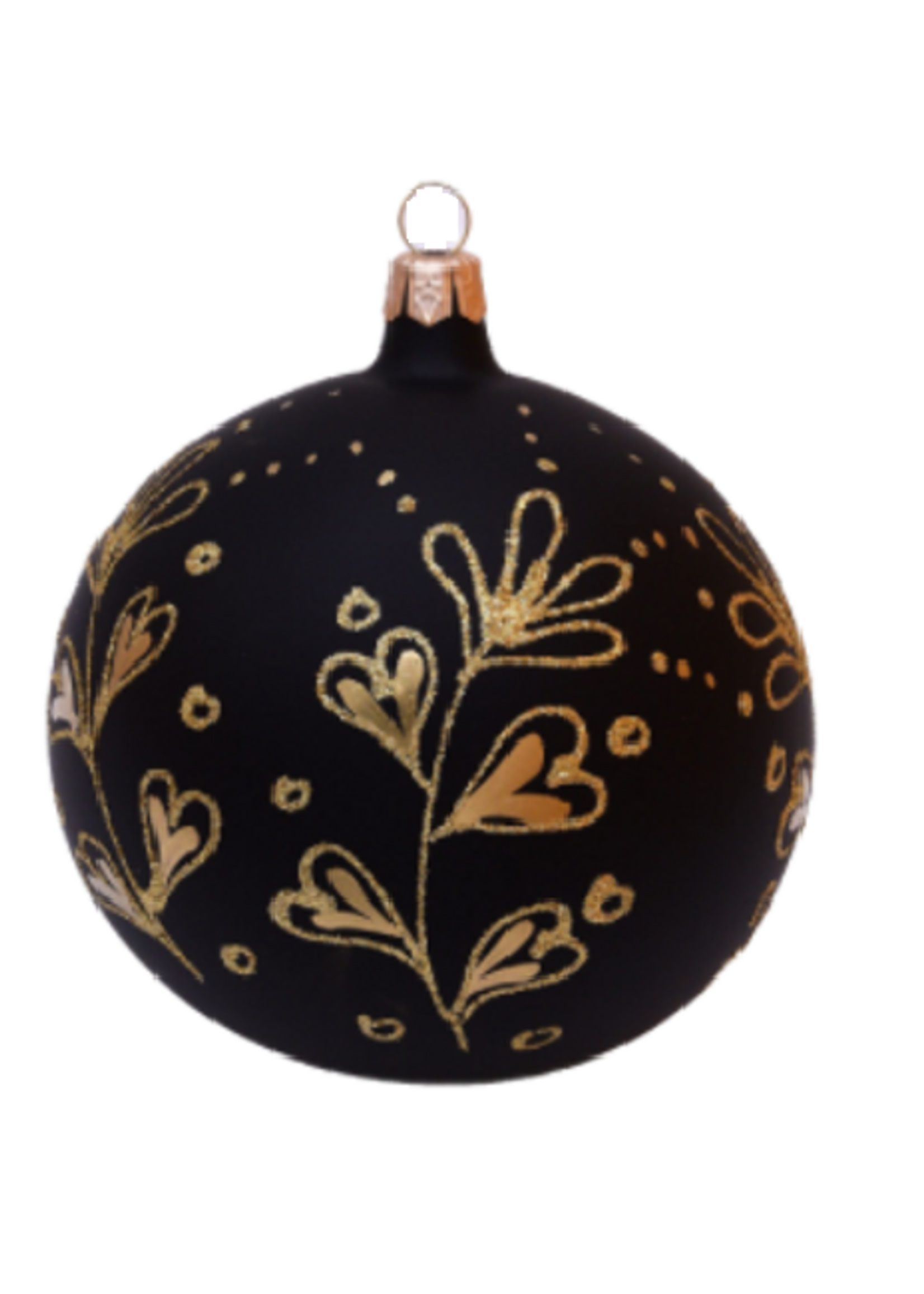 Kerstbal zwart glans met gouden stijlvolle decoratie 8 cm - set van 3