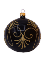 Zwarte Kerstballen met Gouden Glitter Decoratie