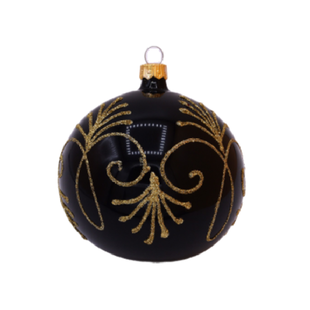 Zwarte Kerstballen met Gouden Glitter Decoratie