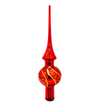 Piek voor de kerstboom glanzend rood en luxe gouden decoratie 27 cm hoog