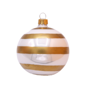 Witte Kerstballen met Gouden Strepen