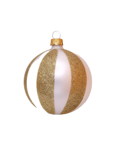 Witte Kerstballen met Verticale Gouden Strepen
