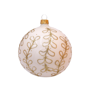 Witte Kerstballen met Gouden Glitter Strikjes decoratie