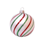 Set van 3 glanzende kerstballen wit met rode en groene lijn decoratie 8 cm