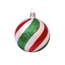 Set van 3 matte kerstballen wit twisted met rode en groene gedraaide lijn decoratie 8 cm